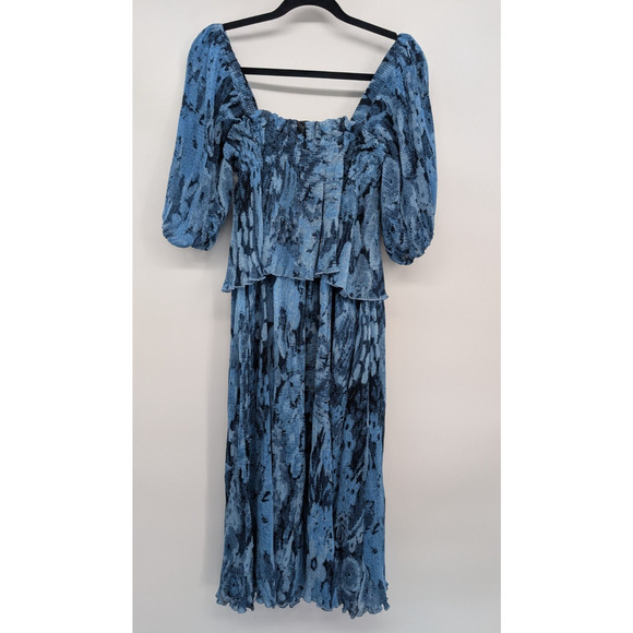 NWT Ganni Georgette Blue Tiered Midi Dress Size 36 US 4 Blue #1E452 - Picture 6 of 11